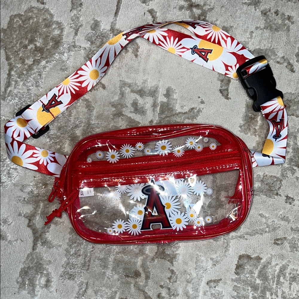 Los Angeles Angels Red and White Kids Daisy Clear Fanny Pack Giveaway NWOT